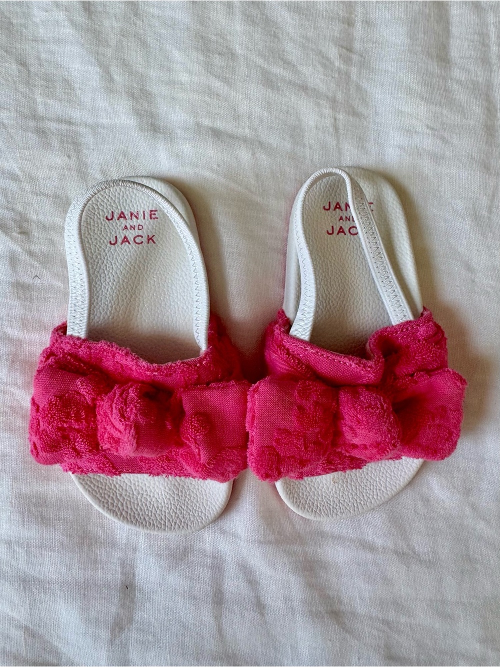 NWT Janie and Jack Girls Pink Terry Pool Slides
